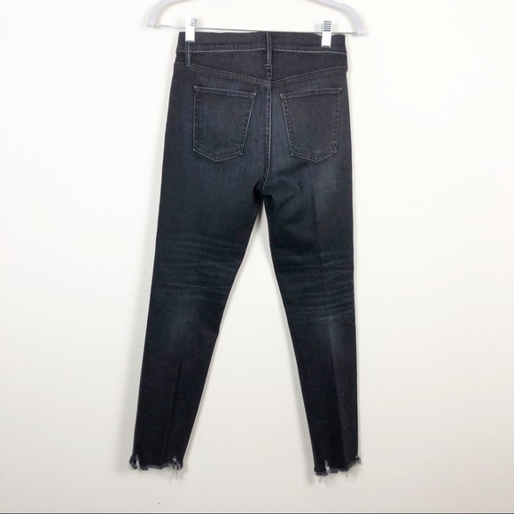3x1 Authentic Straight Cropped Fray Raw Hem Jeans in Shake Black Cotton Stretch - Picture 4 of 8